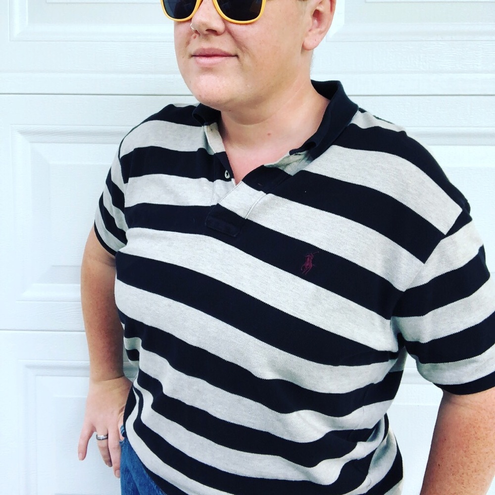 Thick striped polo